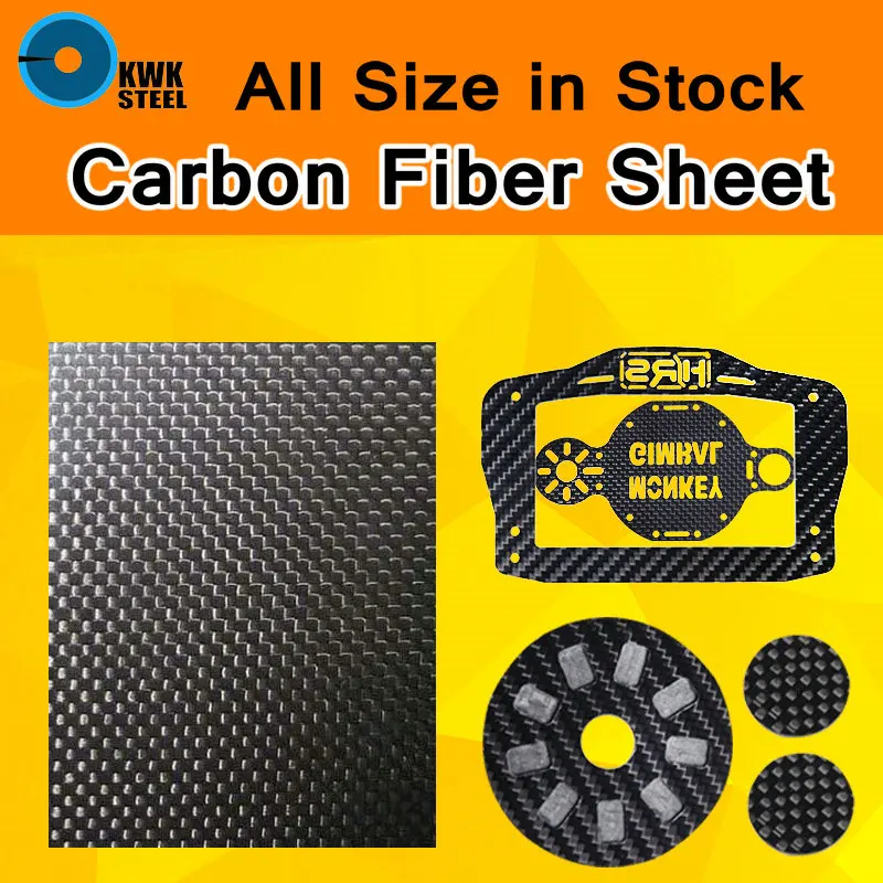 

Carbon Fiber Plate Panel Sheet Plain Weave Glossy Surface CF Grade 3K Full Carbon Fiber Mould CNC Machine DIY Process All Size