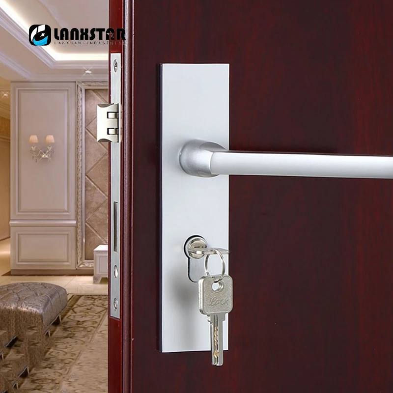 Space Aluminum Alloy Solid Interior Door Lock Hard Wood Bedroom Simple Room Door-lock Mute Lockcore Handle Locks