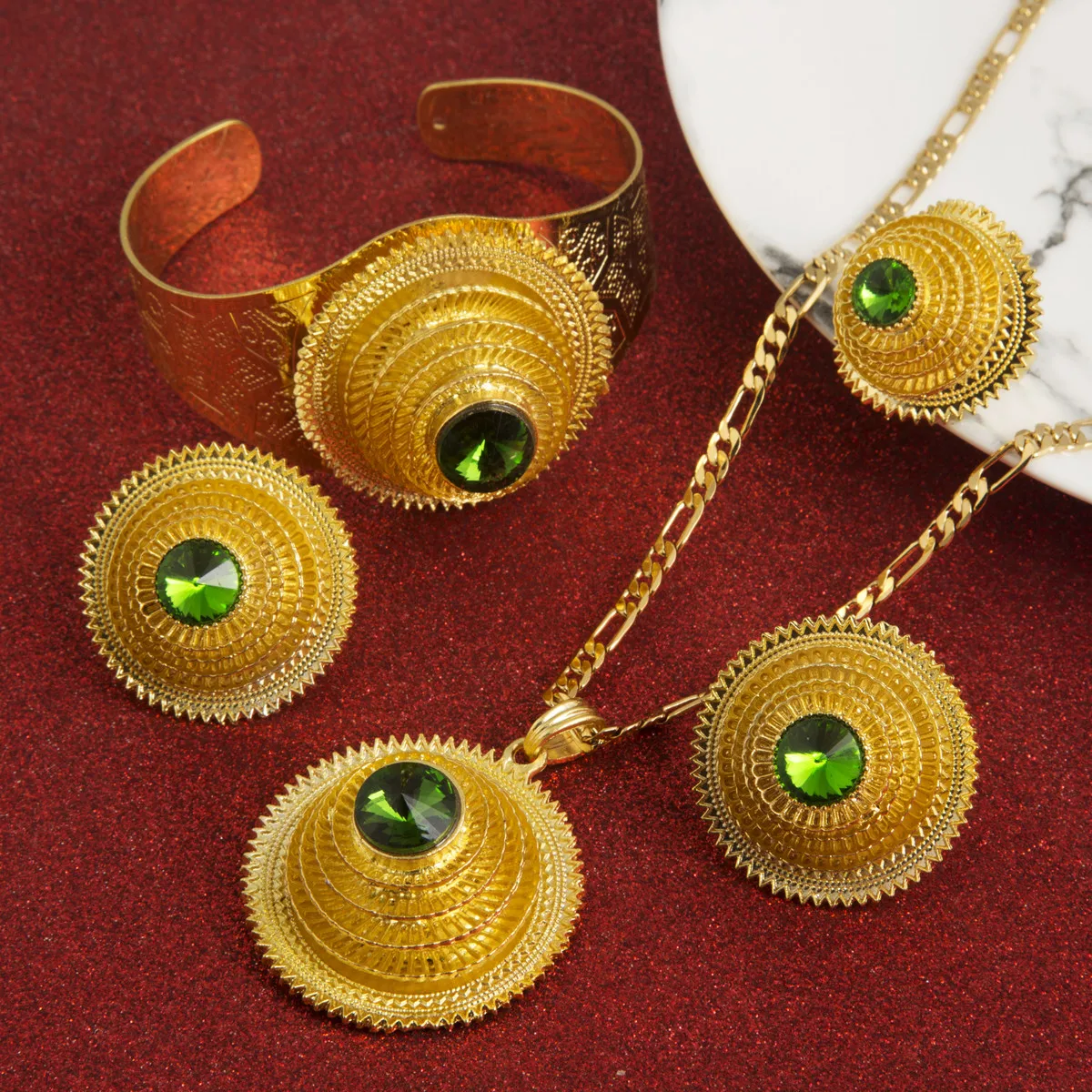 Hot Ethiopian Jewelry Sets Coptic Cross Gold Color Sets Nigeria Eritrea Kenya Habesha Style