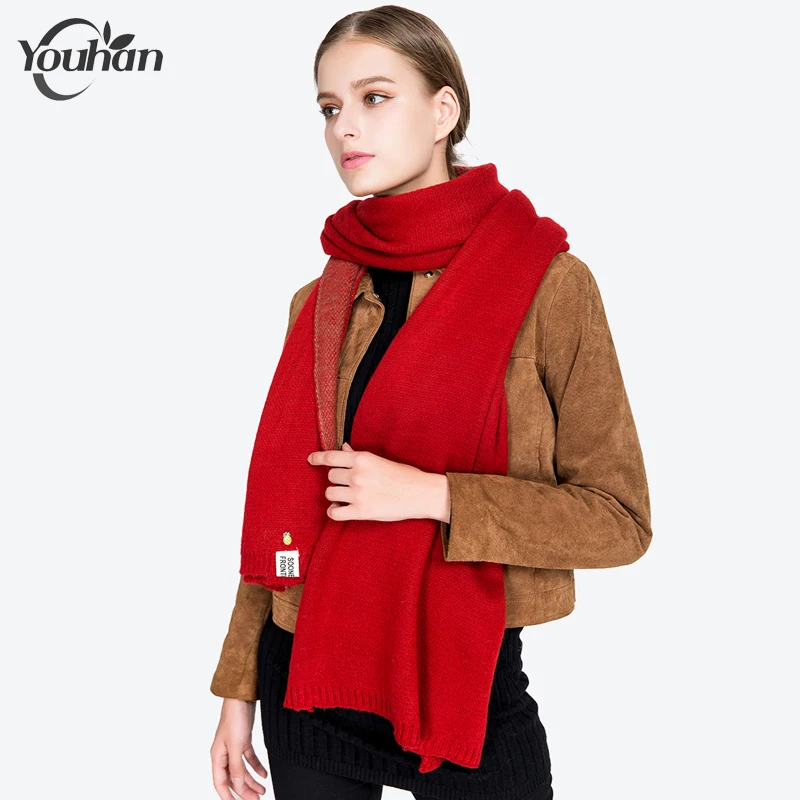 

YOUHAN 2022 Women Scarf Stylish Cashmere Double knit Solid Warm Blanket Lady Gorgeous Brand Wrap Long Thick Shawls Drop Shipping