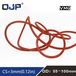 1PC Red Silicon Rings Silicone/VMQ O ring OD55/60/65/70/75/80/85/90/95/100*3mm Rubber ring Seal Silicone Sealing Gaskets Washer