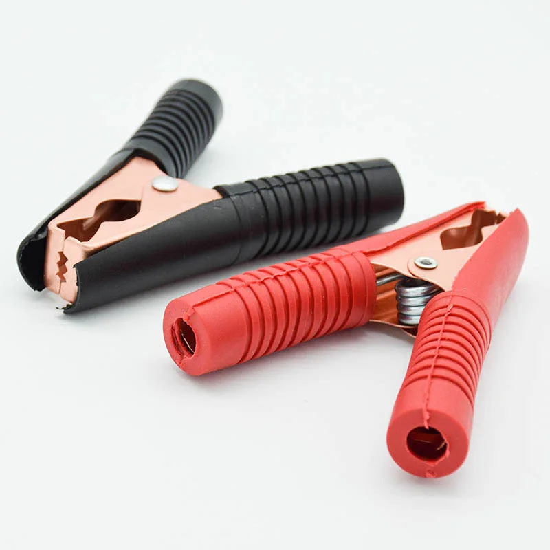 

2pcs Car Alligator Clips Battery Clamps Crocodile Clip 100A Red+Black 90mm *75mm jacket electric bottle clamp power test clip