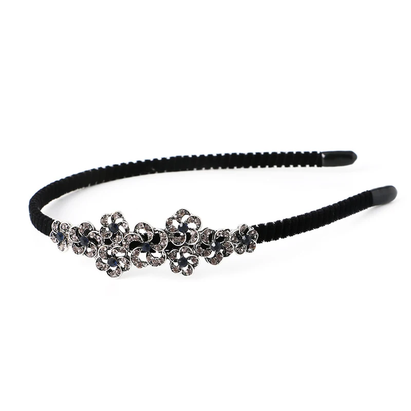 Women Lady Fashion Rhinestone Flower Head Jewelry Headband Head Piece Hair Band