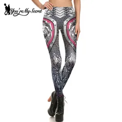 [You're My Secret] Fashion Steampunk Print Leggings for Women Fitness Legins Thin Pants Armor Warrior Cosplay Legging Mid Waist