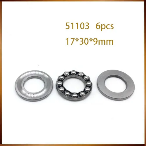 

6pcs Axial Ball Thrust Bearing 17mm x 30mm x 9mm 51103