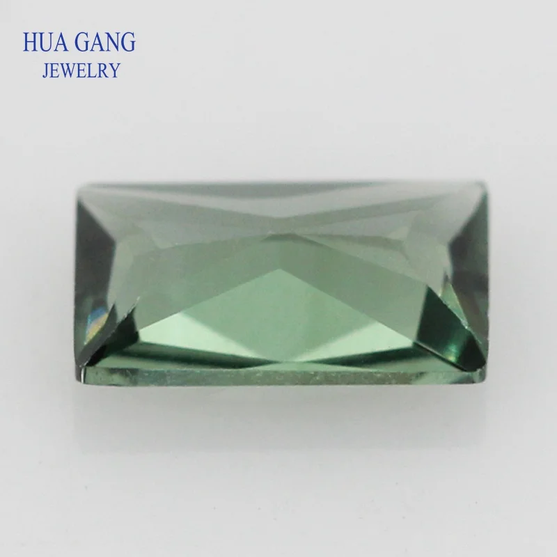 152# Green Rectangle Shape Princess Cut Synthetic Spinel Stone For Jewelry Size 2x3mm~8x10mm