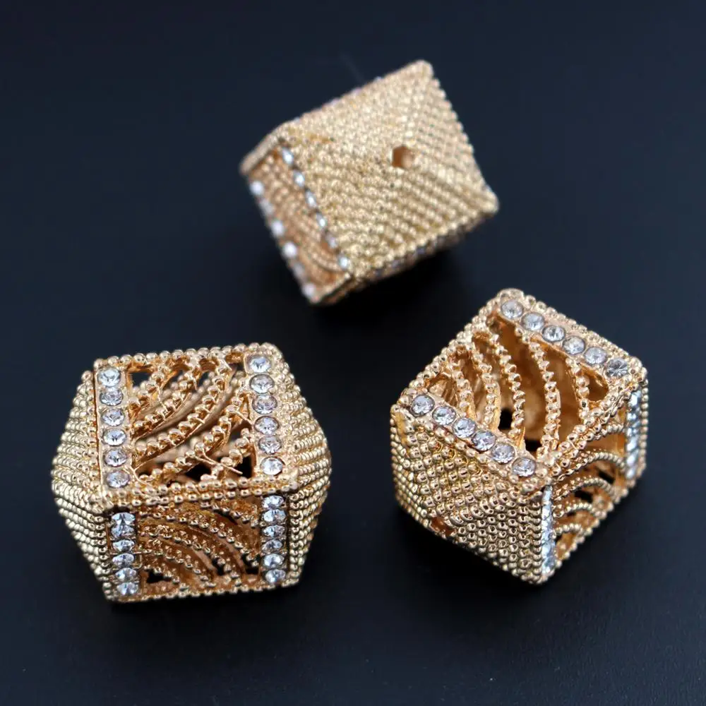 

Filigree Spacer Beads Metal Square Beads High Quality Crystal Pave DIY Jewelry Accessories for African Earrings Necklace Making