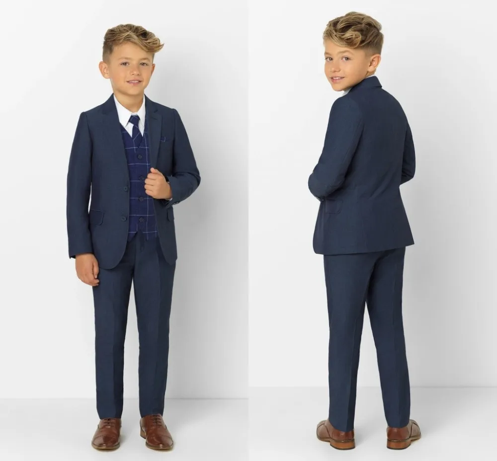 2019 moda abbigliamento per ragazzi risvolto con visiera abiti per bambini moda abbigliamento per bambini Set 3 pezzi abiti da ballo (giacca + pantaloni + cravatta + gilet)