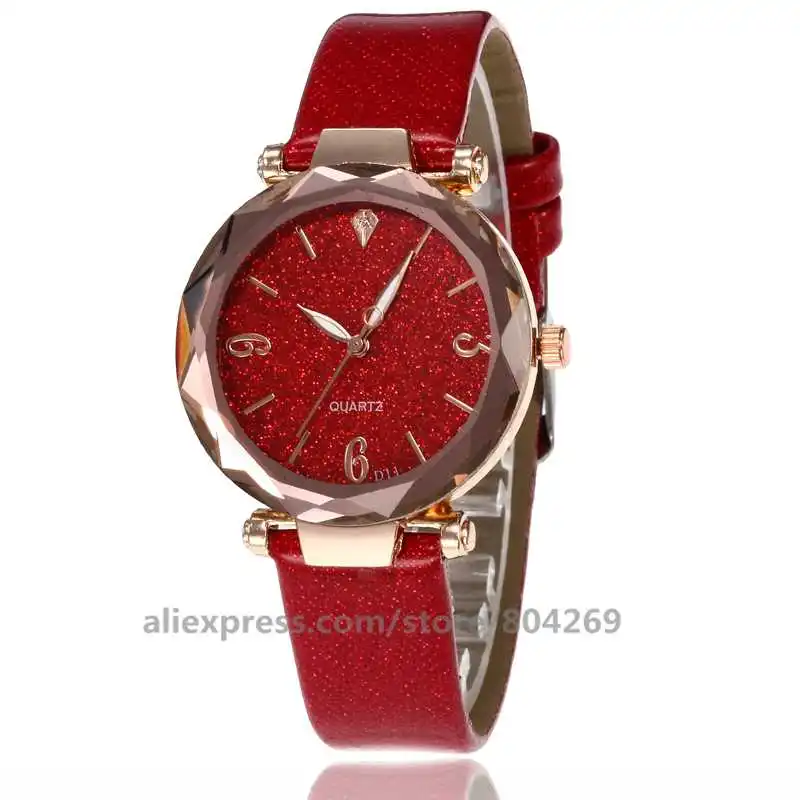 

Wholesale New Leather Women Ladies Dress Quartz Wristwatch Rhinestone Leather Gold Case Watches 919800