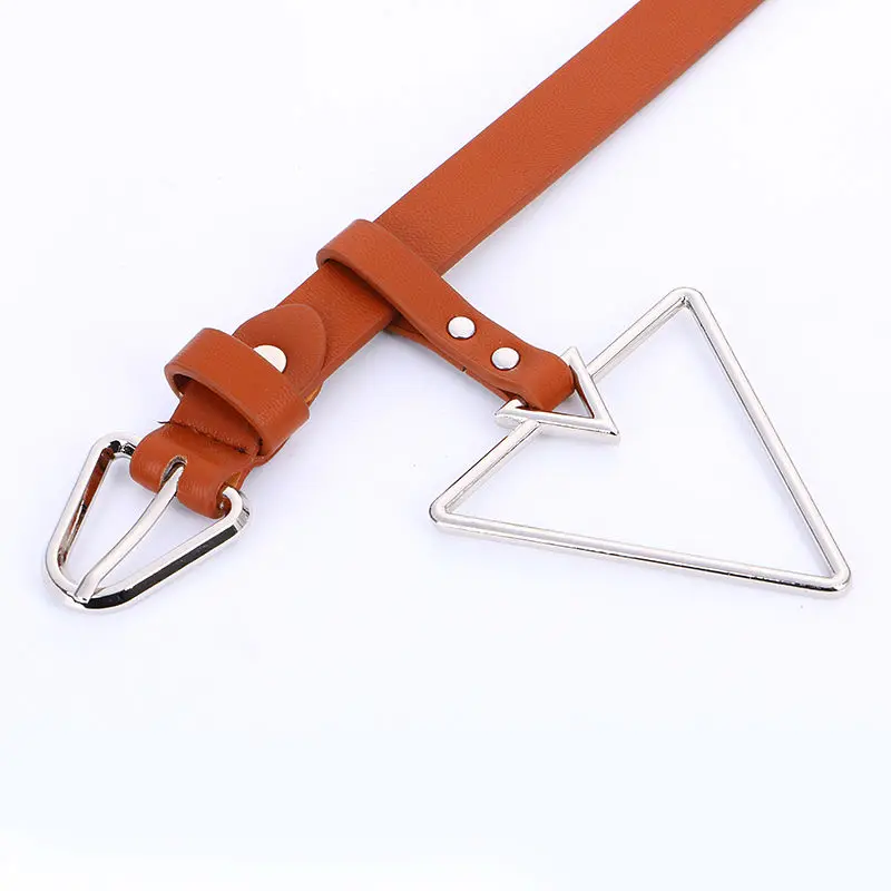 Triangular Needle Buckle Hang Ring Women Thin Belt Students Decorated Casual Pants Women HOT Triangle Pin Silver Buckles Belts