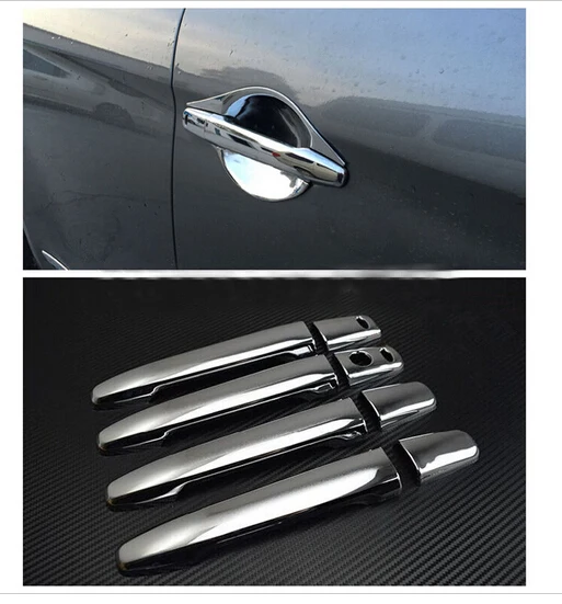 

For Mitsubishi ASX Outlander sport 2013 2014 2015 ABS Chrome Smart key Holes Side Door Handle Cover Trim 8pcs NEW Arrival