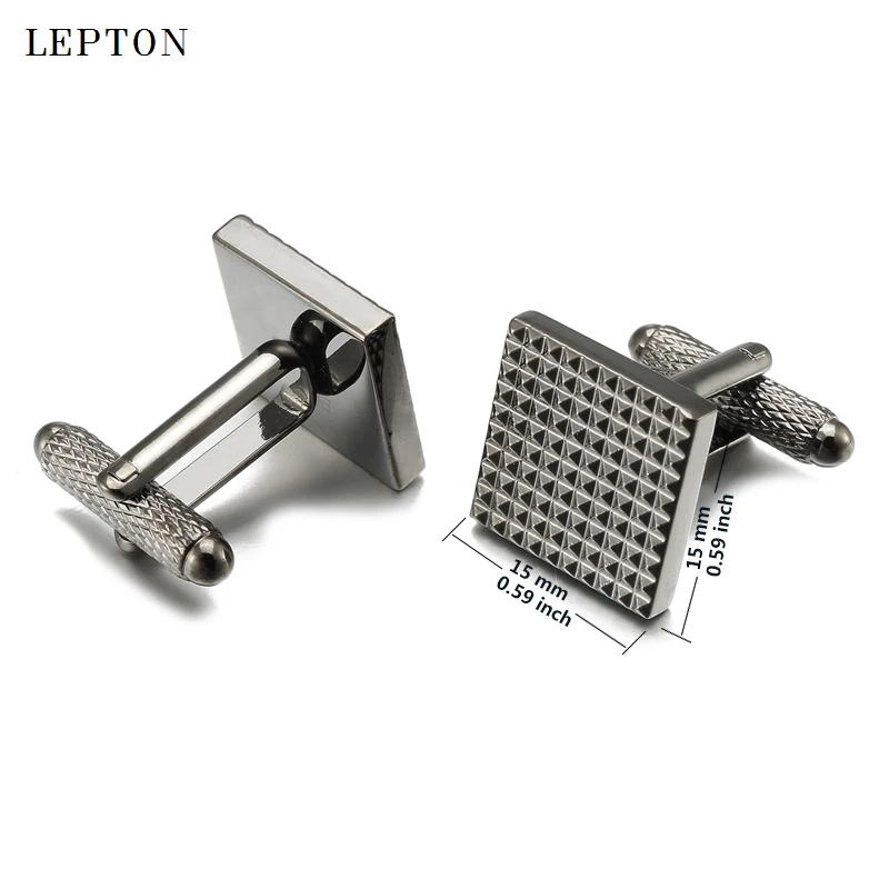 Lepton Classic Business Square Black Cufflinks For Mens Shirt Accessories Men Wedding Groom Carve Cuff links Relojes gemelos