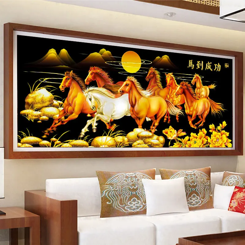 

DIY 5D Sale Diamond Embroidery, Diamond Mosaic, Full, 8 Horses, May you Success, Diamond Painting, Cross Stitch,3D, Decoration