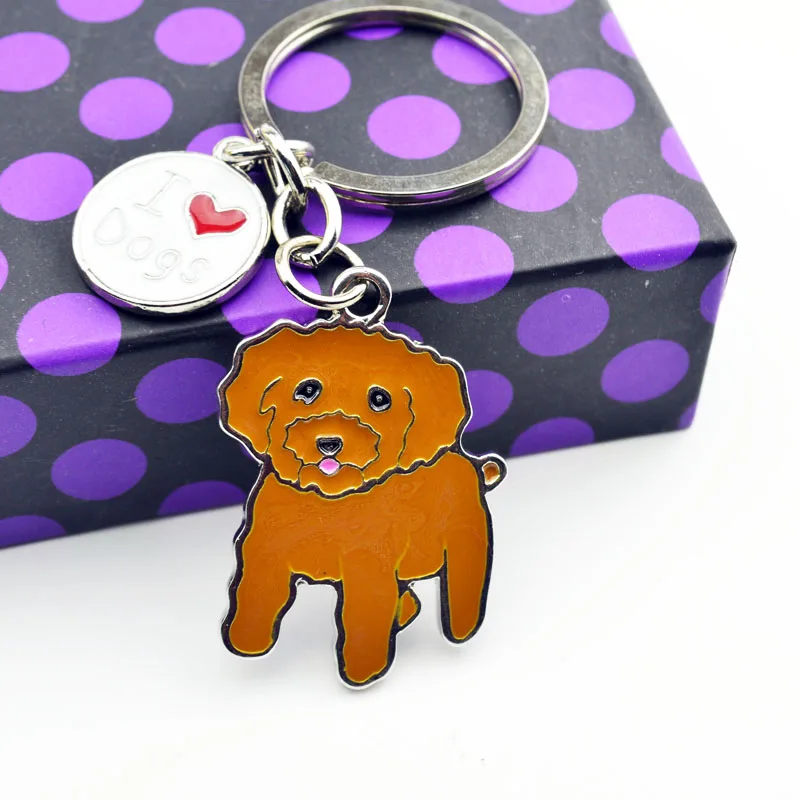 2019 Metal Dog Jewelry Poodle PET Dog Key Chain Key Ring Pom Gift For Women Girl Bag Charm Keychain Pendant Jewelry Wholesale