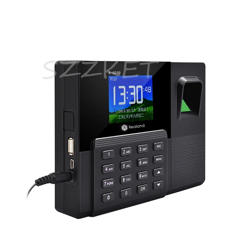 New Fingerprint attendance machine ID card attendance punch card machine in English Backup battery Power outage available A-C030