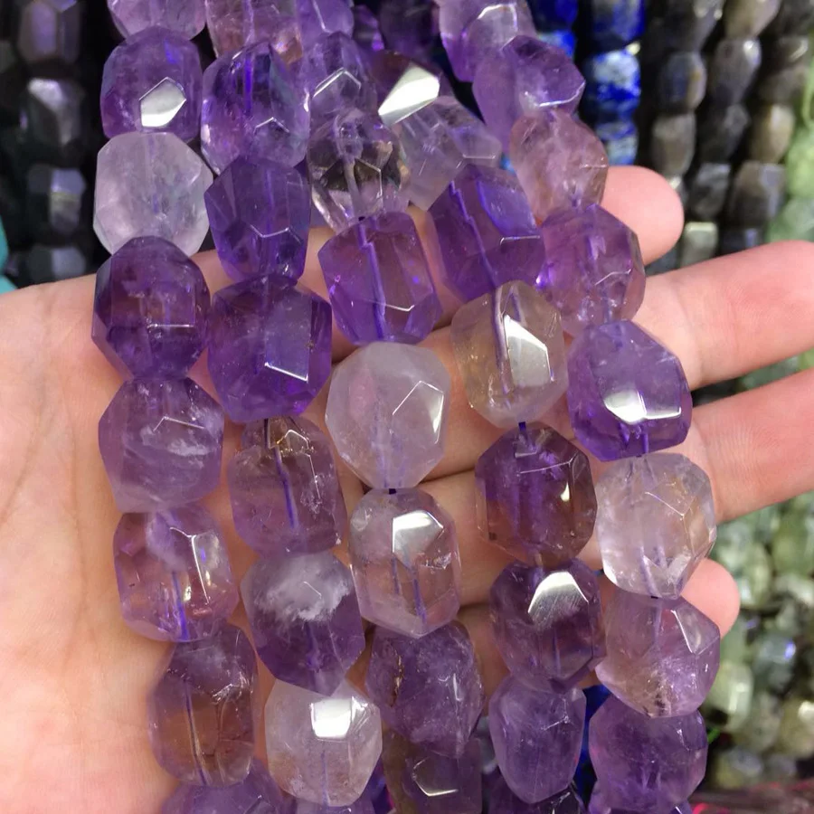 Oval Faceted Natural Ametrine Natural Gemstone DIY Loose Beads For Jewelry Making Strand 15