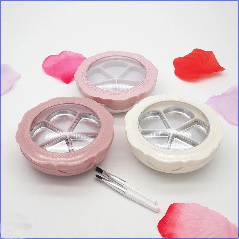 Eye Shadow Container Five Petals Lipstick Palette with Aluminum Pans Lip Brush Empty Makeup Container Eyeshadow Compact 25pcs