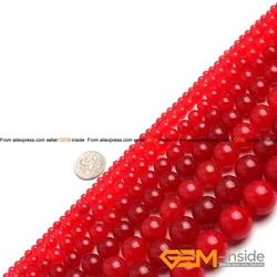 Red Jades Round Loose Beads For Jewelry Making Strand 15