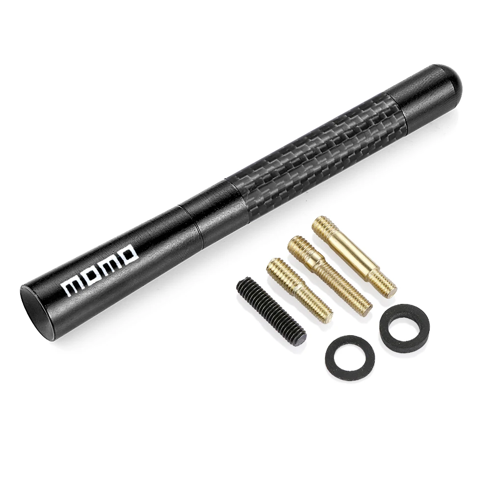 12cm High Quality Momo 4.7inch Black Carbon Fiber Car Roof AM/FM Radio Aerial Decorative Antenna Universal for Most Vehicle Auto