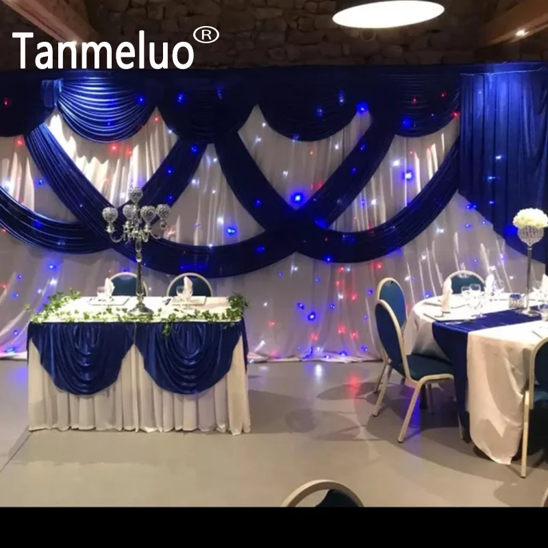 Imagem -02 - Gelo Seda Casamento Cenários com Royal Blue Ganhos Destacável Fundo do Palco Cortina e Cortina Decoração Branco 3x6m