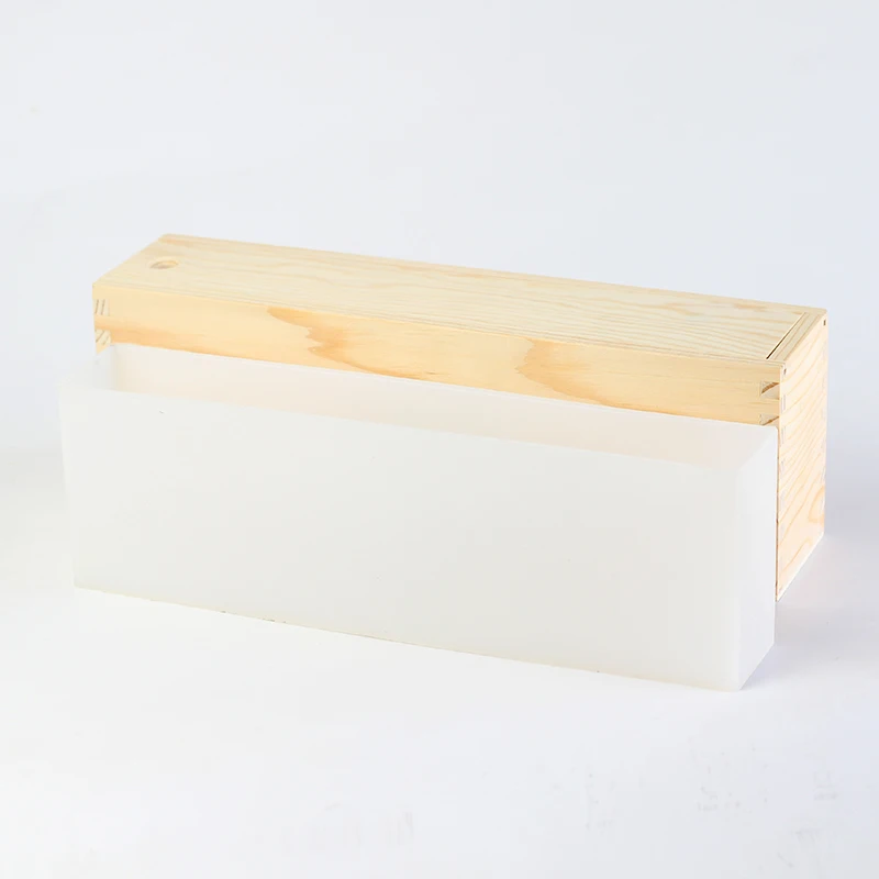 Silicone Soap Mold Tall and Skinny Loaf Mould with Wooden Box DIY Handmade Soap Making Tool