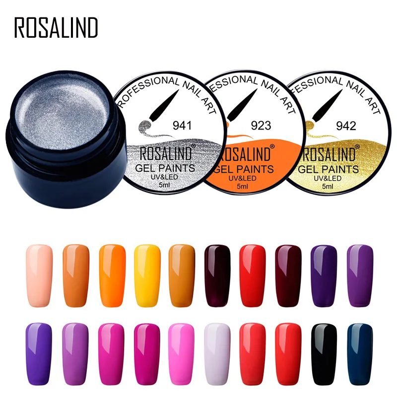 

ROSALIND 5ml RF921-942 Pure Color Gel Lacquer UV Nail Gel Varnish Manicure DIY Long-lasting Nail Art Polish Design Painting Gel