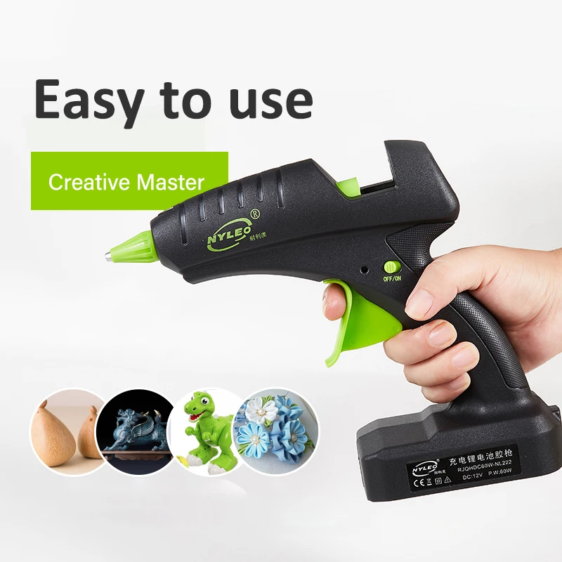 60W 12V Cordless Hot Glue Gun Rechargeable Electric Heating Tool with lithium Battery 2000mAh for DIY Arts Craft 11mm Glue Stick