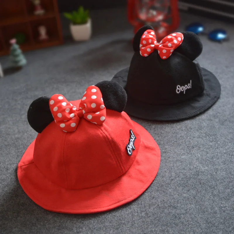 

New Toddler Hat Infant Baby Girls Bucket Hat Cute EarsTwo Sided Cotton Beach Cap Summer Outdoor Sunshade Bucket Hats