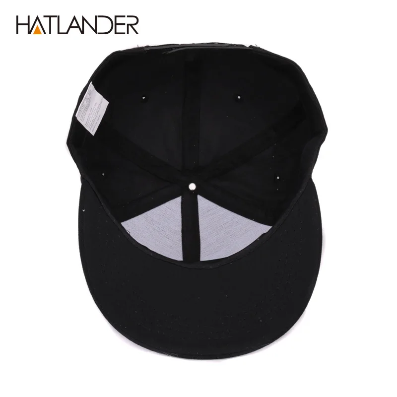 HATLANDER-Casquettes d\'opérabilité de crâne de broderie unisexe, chapeaux hip hop, dos 6A, bord plat, sports 6A, casquettes arrière pour hommes et