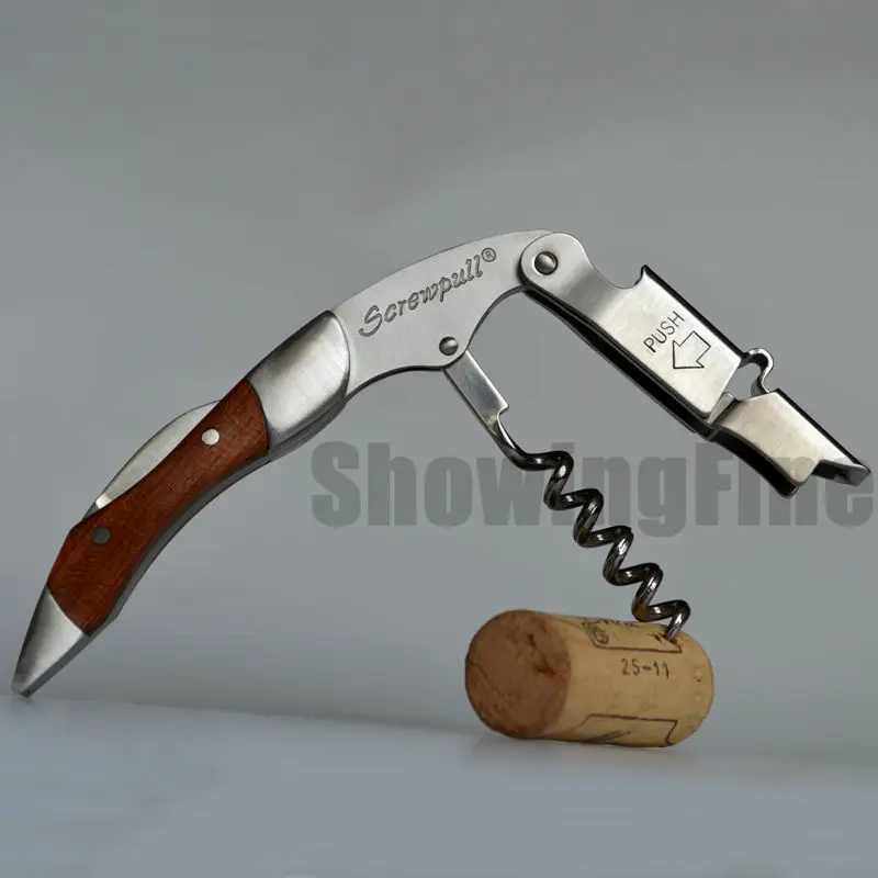 15pcs Custom LOGO to Screwpull Corkscrew Wine Bottle Opener with Rosewood Handle Flannel Bag Packing