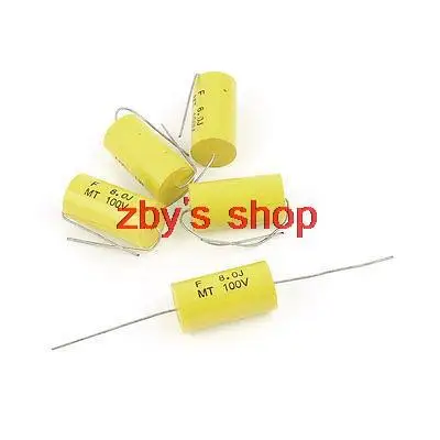 

5Pcs AC 100V 5uf 6uf 6.5uf 8uf Capacitance 5% Axial Lead Metallized Film Capacitor Yellow