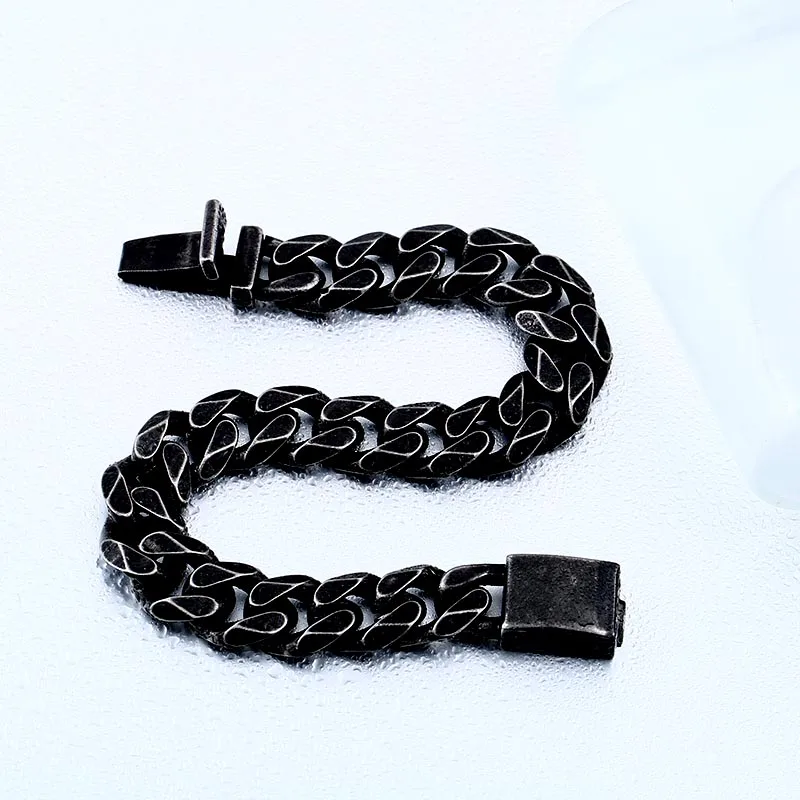 BEIER Vitage Stainless steel Make Old Flat Trimming Chain Bracelet Bangle man Domineering Style Of Personality Gift BC8-051