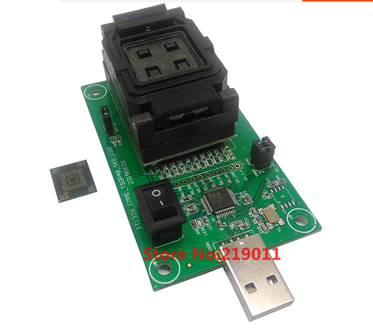 eMMC153/169 test socket with USB interface Reader size 12x18 Pitch 0.5mm for BGA169 BGA153 nand flash testing Clamshell