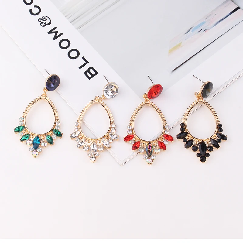 Beautiful Fashion Flower Crystal Drop Earrings Jewelry Full Austrian Rhinestone Crystal Drop Earrings for Women Gift New