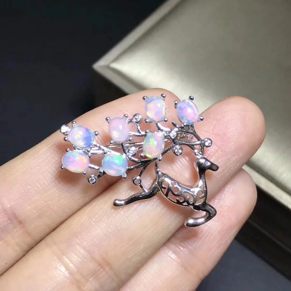 Change color, natural opal brooch, 925 silver, beautiful color, Australian opal, natural gemstone