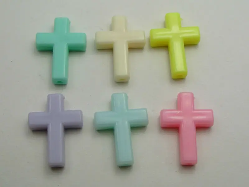 

50 Mixed Pastel Color Acrylic Cross Beads Charms 24X18mm