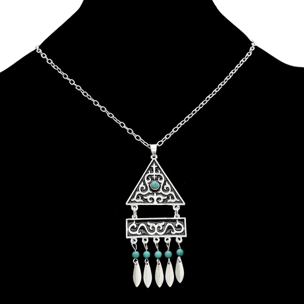 Bohemian Vintage Rhinestone Small Leaves Tassel Necklace Earrings Charms Fashion Jewelry Sets Large Ethnic Drop Earrings