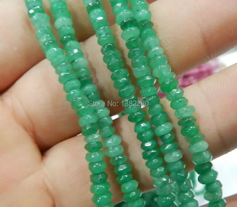 

! Wholesale 2x4mm Faceted Natural Light green Abacus chalcedony Loose Beads 15" 5 pieces / lot fashion jewelry