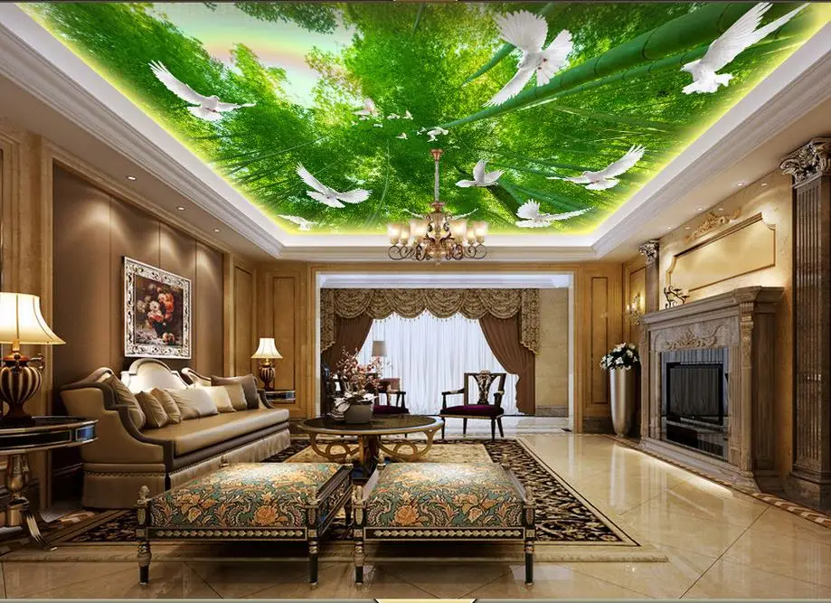 

custom 3d ceiling Bamboo pigeons 3d room wallpaper sky wallpaper for ceilings 3d wall murals ceiling wall paper