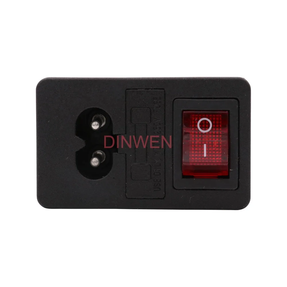 Prise électrique avec interrupteur à bascule marche/arrêt, prise de courant AC, prise de connecteur, IEC320, C8, AC 250V, 2,5 A, CCC, CE, 1PC