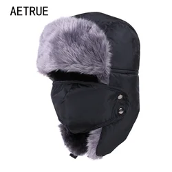 Winter Hat Bomber Hats For Men Women Thicken Balaclava Cotton Fur Winter Earflap Keep Warm Caps Russian Skull Mask Bomber Hats