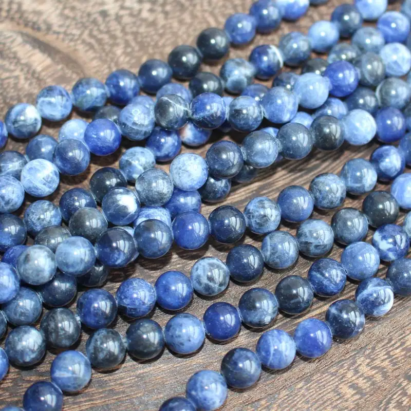 Natural Smooth Sodalite Stone 4-20mm Round Beads 15