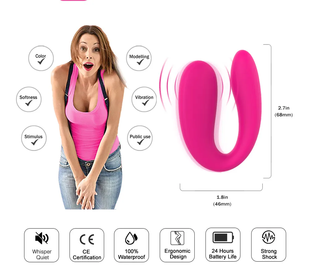 U Shape G Spot Vibrator Clitoris Stimulator We Orgasm Couples Strapon Vibe Anal Vibrator Female Masturbator Sex Toys for Woman.