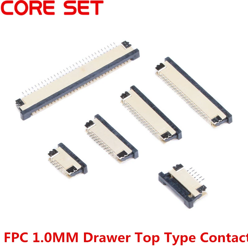 10PCS/Lot FPC Connector Socket FPC 1.0MM Drawer Top Contact Type 4P 6P 8P 10P 12P 14P 16P 18P 20P 24P 26P 30P 32P