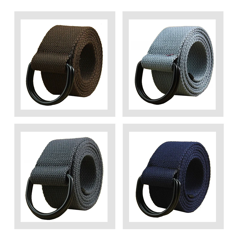 MaiKun Canvas Belts for Men Double Ring Metal Buckle Belts Male Tactical Strap For Jeans