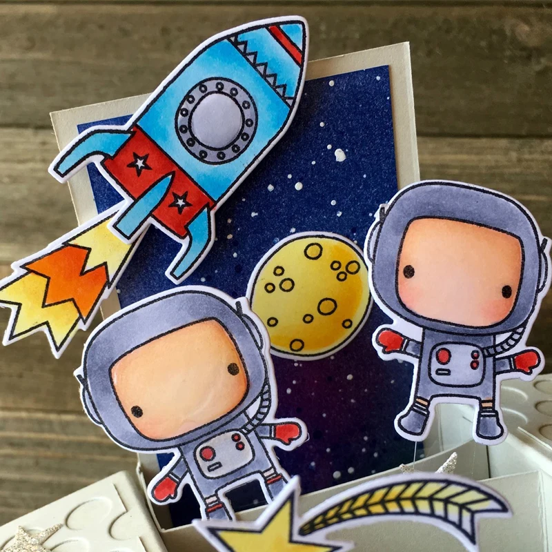 宇宙飛行士透明透明シリコンスタンプセット,日曜大工のスクラップブッキング/フォトアルバム用の装飾的なクリアスタンプ4x6