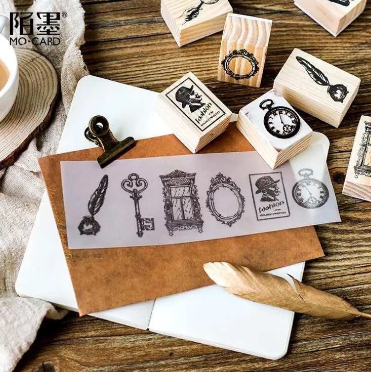 Clock Queen Key Window Wooden DIY Stamp Set Student Prize Promotional Gift Stationery