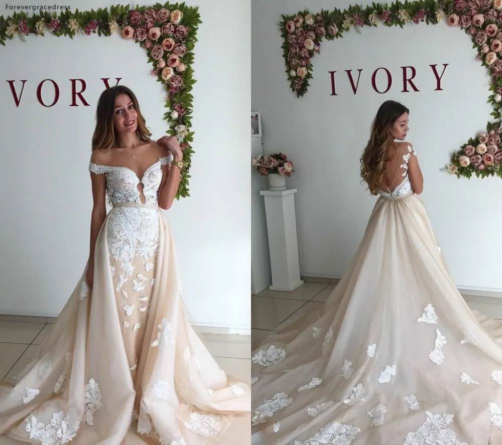 Luxury Mermaid Wedding Dresses Champagne Arabic Dubai Style Country Garden Formal Bride Bridal Gowns Plus Size Custom Made