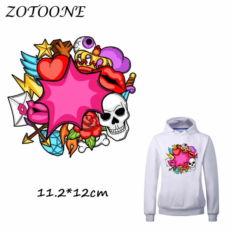 ZOTOONE Iron on Patches Skull Punk Heat Transfer Patches for Clothing T Shirt Beaded Applique Clothes DIY Accessory Decoration