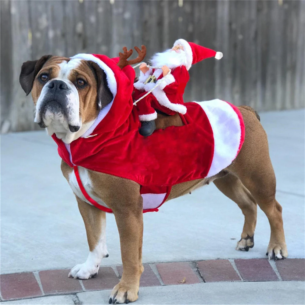 Dog Clothes Christmas Santa Dog Costumes Holiday Party Dressing up Clothing for Smal Medium Large Dogs Funny Pet Outfit Riding